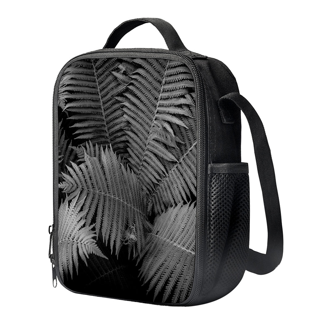 Black And White Fern Leaf Print Crossbody Lunch Bag