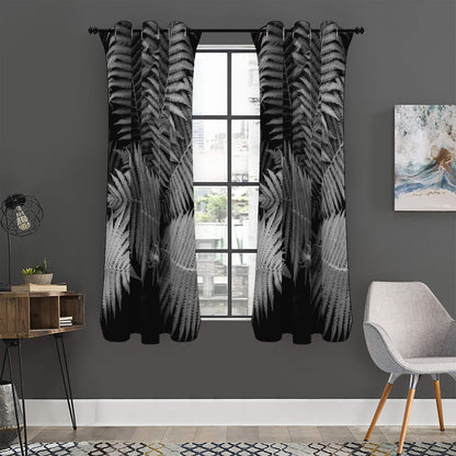 Black And White Fern Leaf Print Curtain