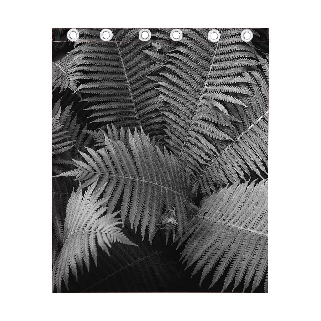 Black And White Fern Leaf Print Curtain
