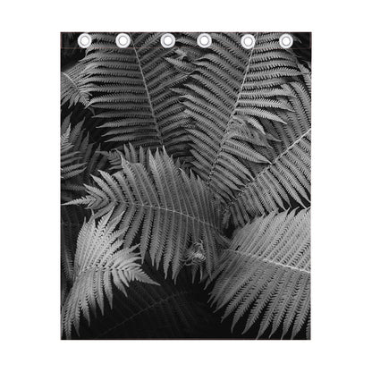 Black And White Fern Leaf Print Curtain