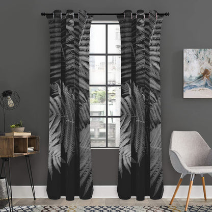 Black And White Fern Leaf Print Curtain