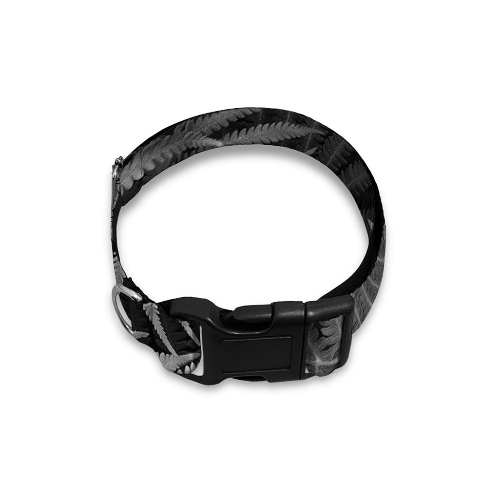 Black And White Fern Leaf Print Dog Collar