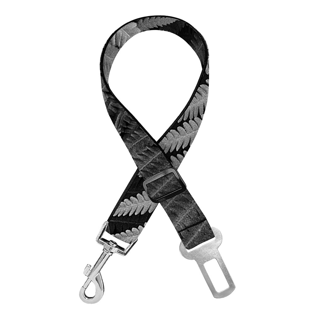 Black And White Fern Leaf Print Dog Seat Belt