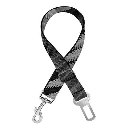 Black And White Fern Leaf Print Dog Seat Belt