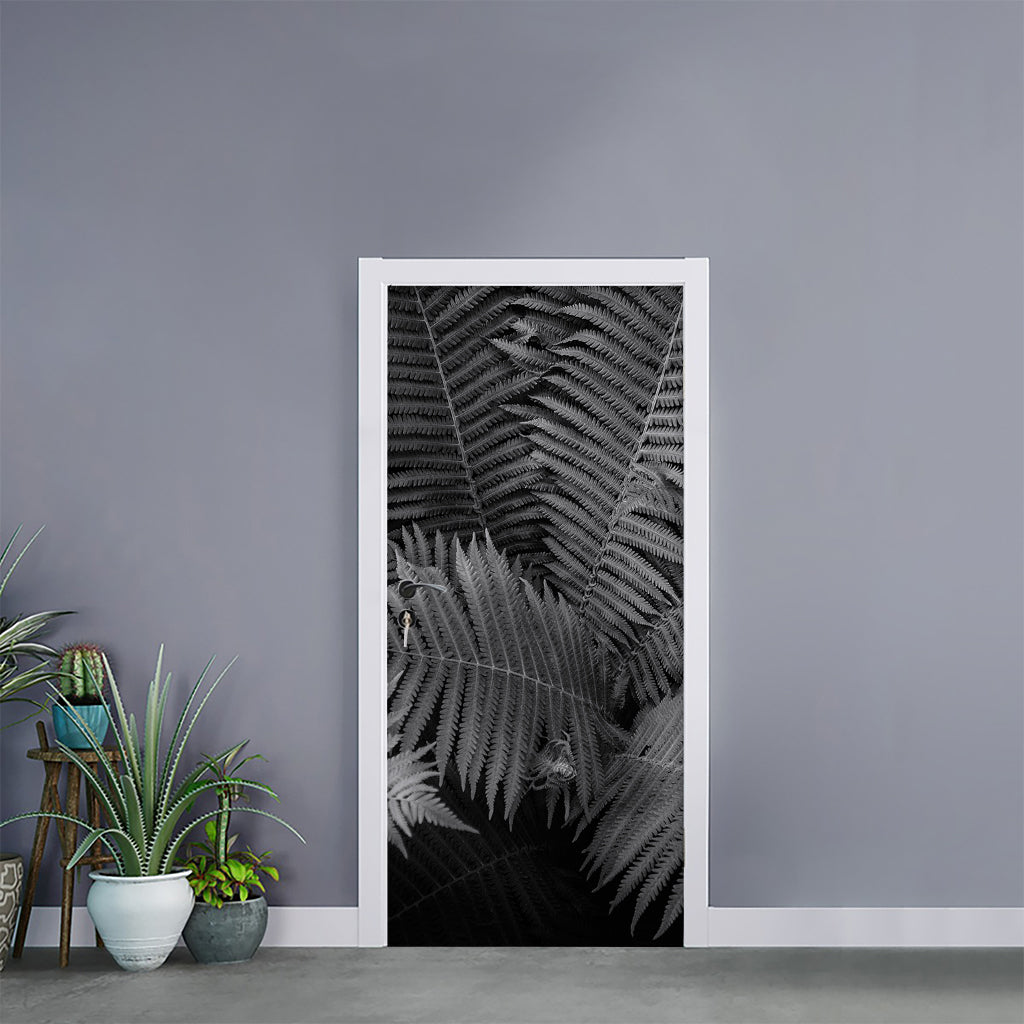 Black And White Fern Leaf Print Door Sticker
