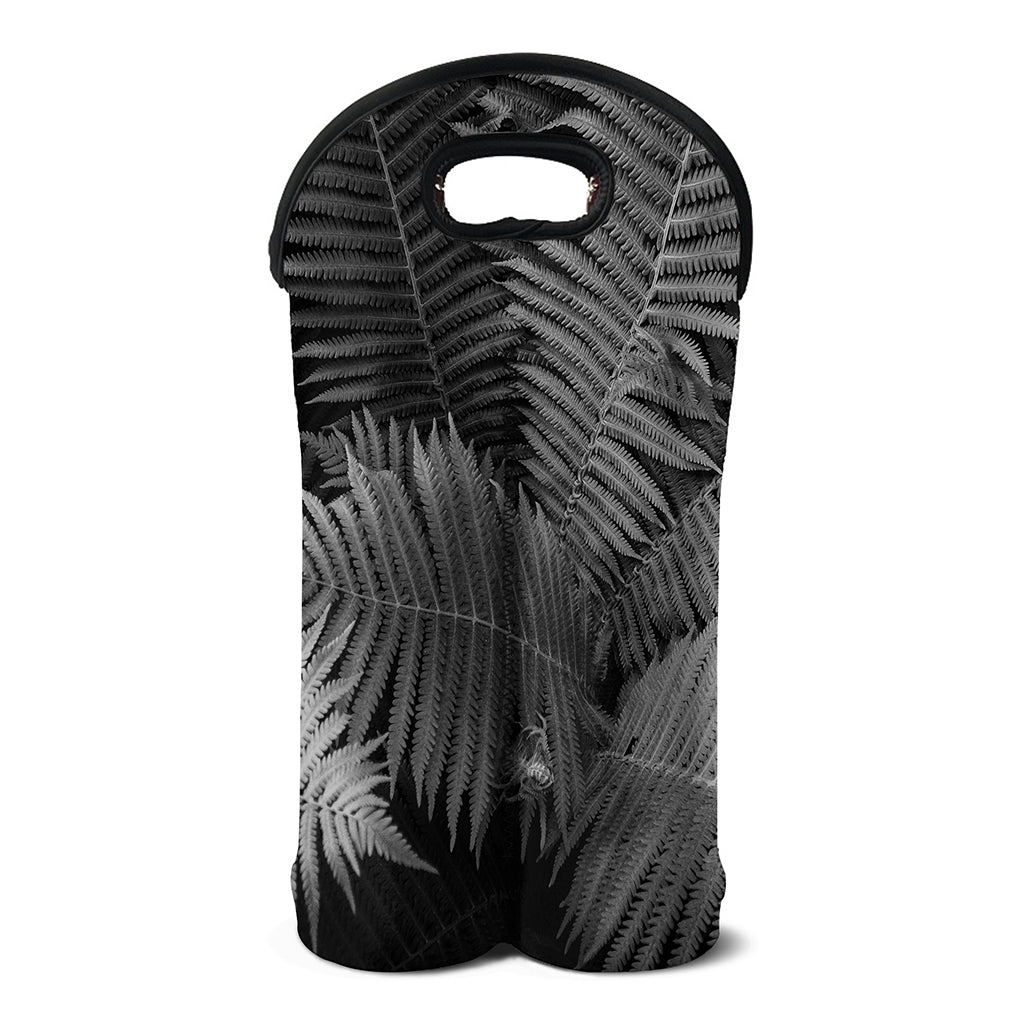 Black And White Fern Leaf Print Double Neoprene Wine Tote