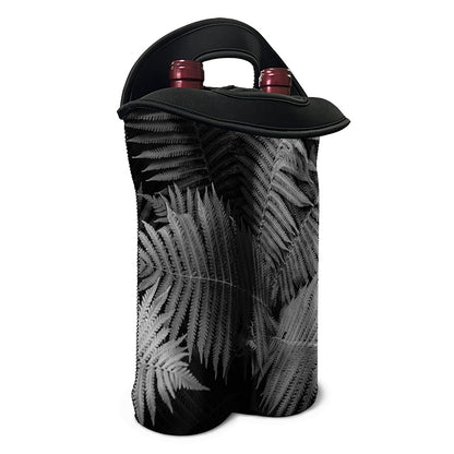 Black And White Fern Leaf Print Double Neoprene Wine Tote