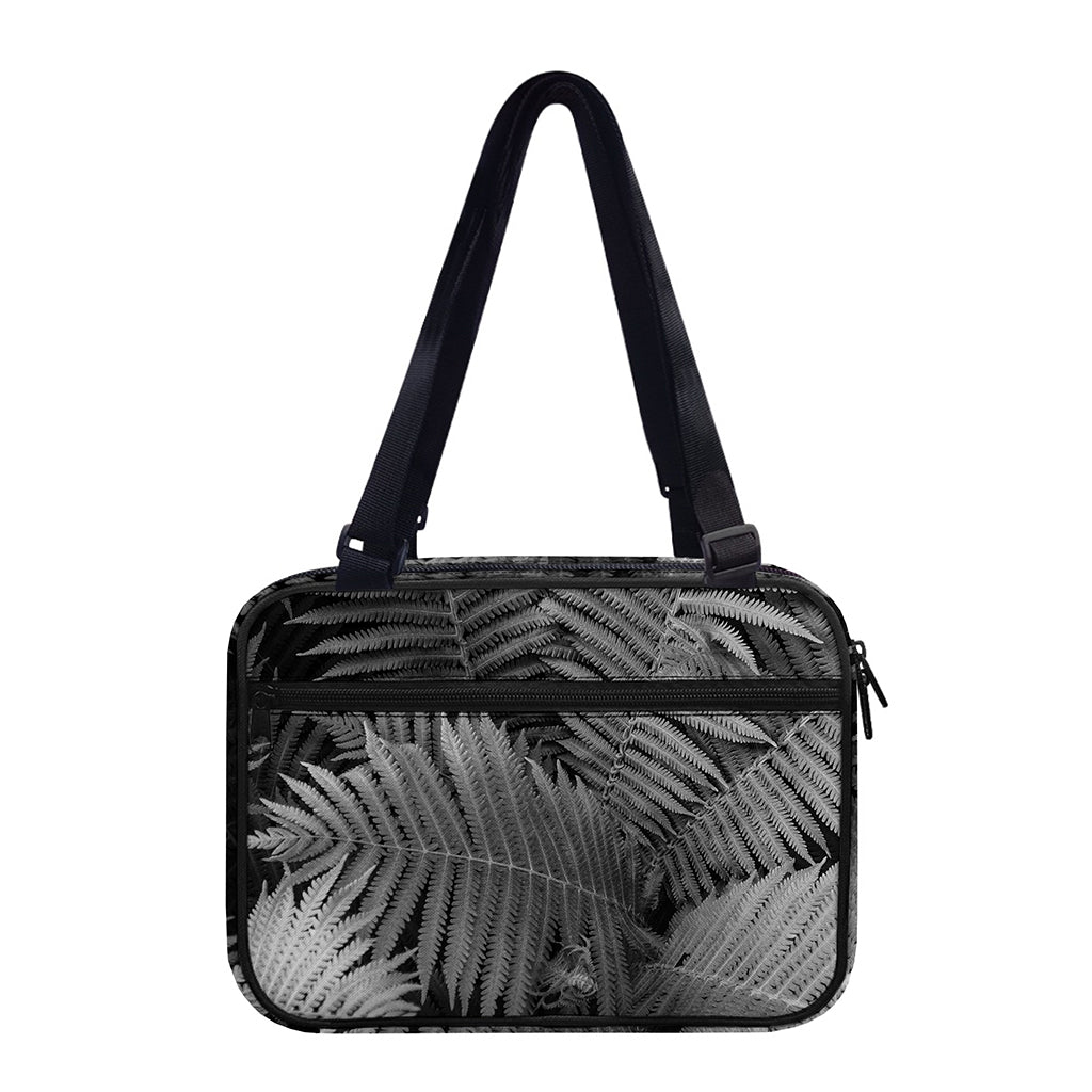 Black And White Fern Leaf Print Double Strap Bible Bag