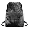 Black And White Fern Leaf Print Drawstring Backpack