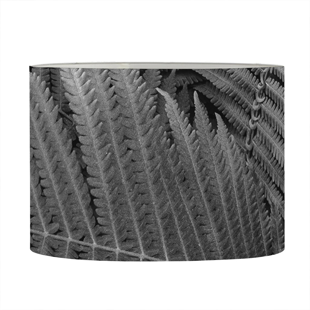 Black And White Fern Leaf Print Drum Lamp Shade