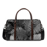 Black And White Fern Leaf Print Duffle Bag