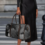 Black And White Fern Leaf Print Duffle Bag