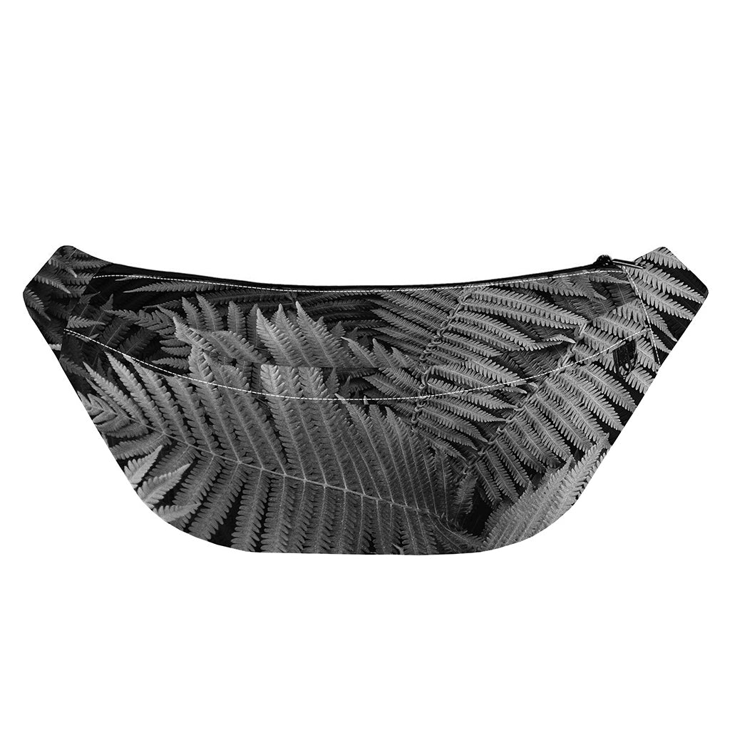 Black And White Fern Leaf Print Fanny Pack