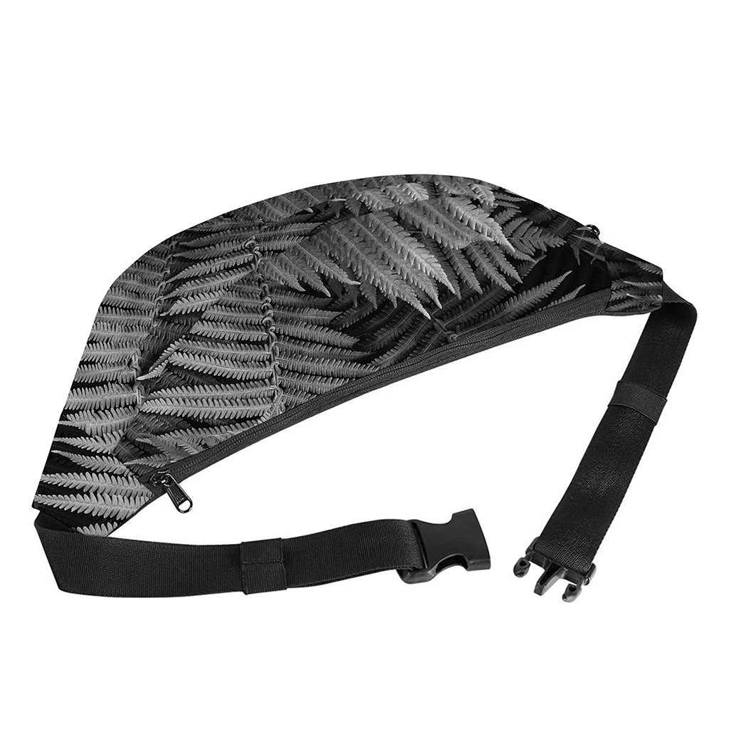 Black And White Fern Leaf Print Fanny Pack