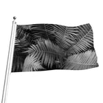 Black And White Fern Leaf Print Flag