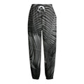Black And White Fern Leaf Print Fleece Lined Knit Pants