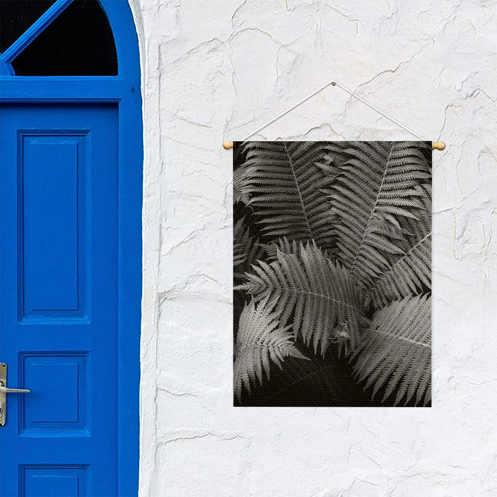 Black And White Fern Leaf Print Garden Flag