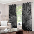 Black And White Fern Leaf Print Grommet Curtains