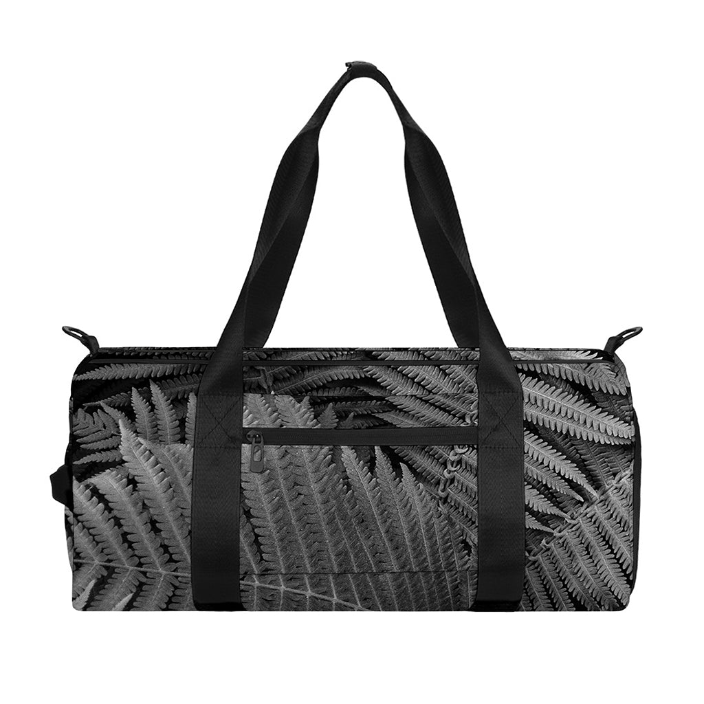 Black And White Fern Leaf Print Gym Bag