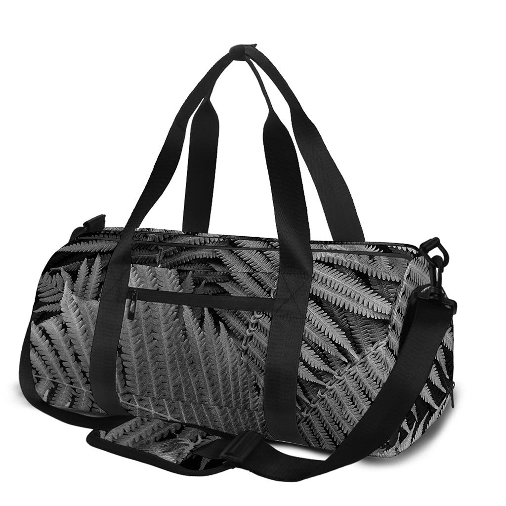 Black And White Fern Leaf Print Gym Bag
