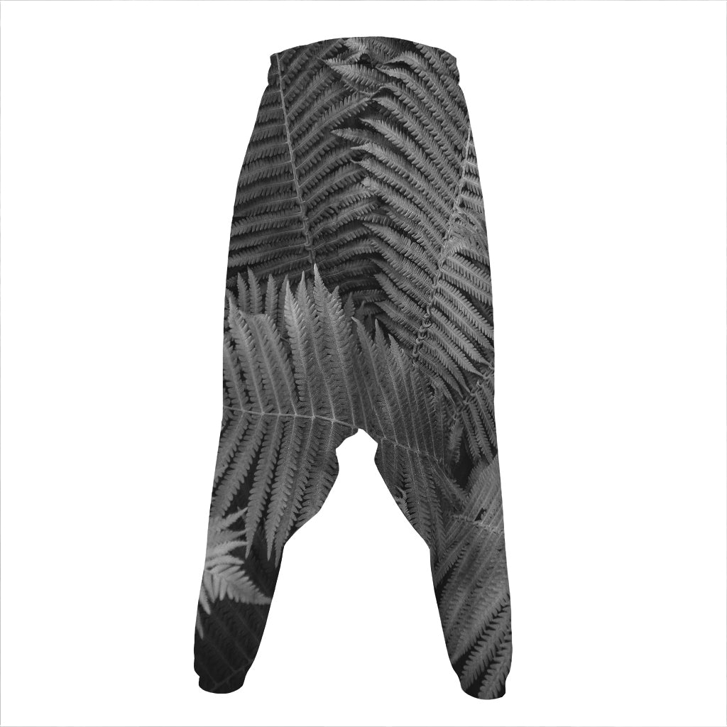 Black And White Fern Leaf Print Hammer Pants