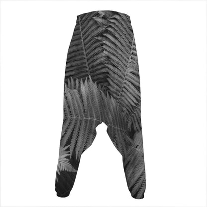 Black And White Fern Leaf Print Hammer Pants