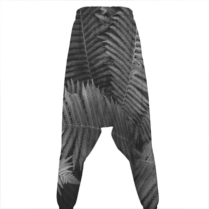 Black And White Fern Leaf Print Hammer Pants