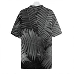 Black And White Fern Leaf Print Hawaiian Shirt