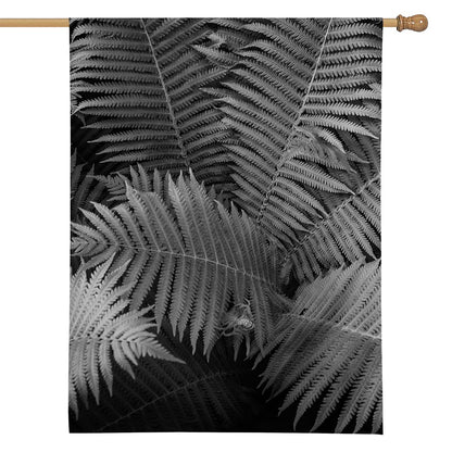 Black And White Fern Leaf Print House Flag