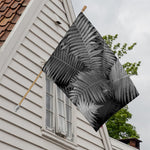 Black And White Fern Leaf Print House Flag