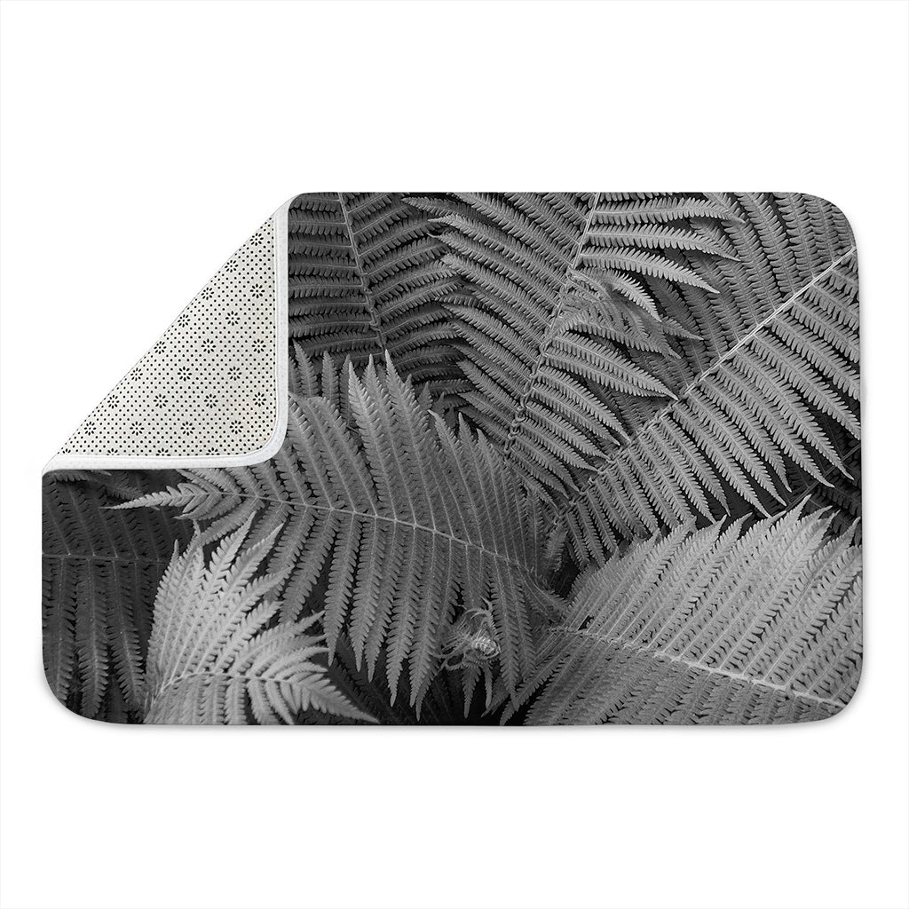 Black And White Fern Leaf Print Indoor Door Mat