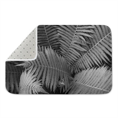 Black And White Fern Leaf Print Indoor Door Mat