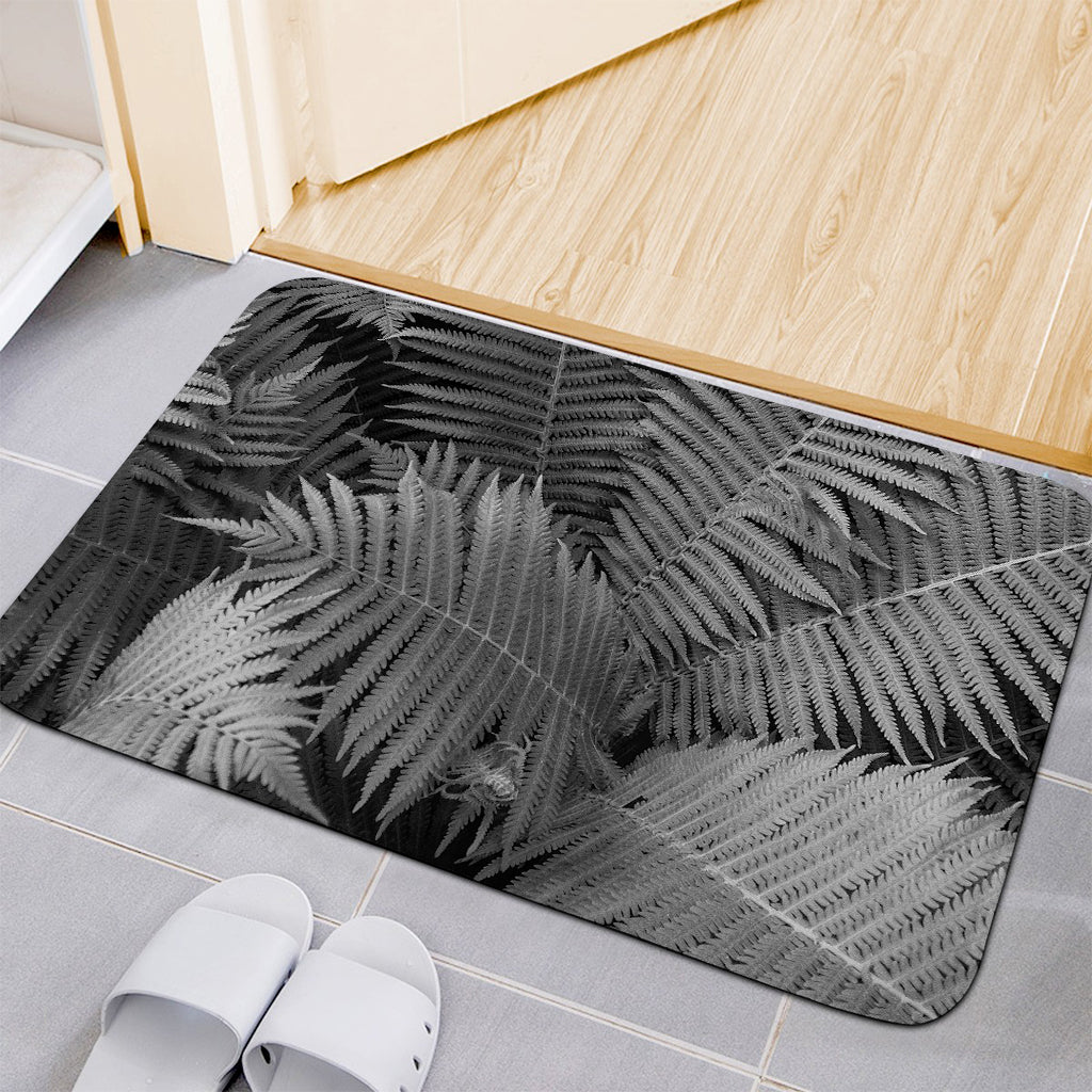 Black And White Fern Leaf Print Indoor Door Mat