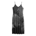 Black And White Fern Leaf Print Jersey Midi Cami Dress