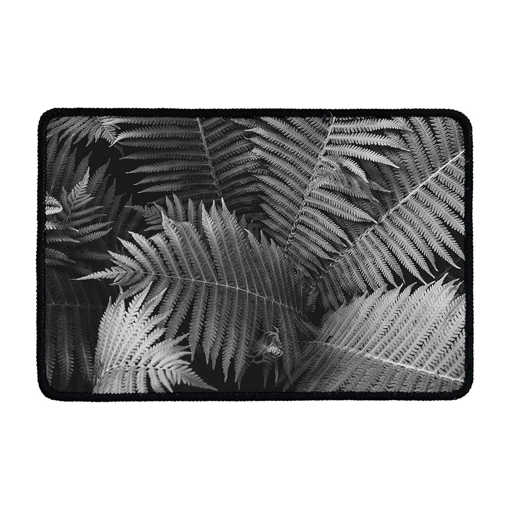 Black And White Fern Leaf Print Kitchen Mat
