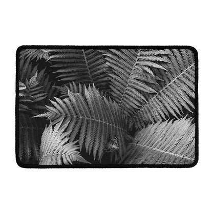 Black And White Fern Leaf Print Kitchen Mat