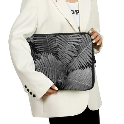 Black And White Fern Leaf Print Laptop Sleeve