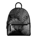 Black And White Fern Leaf Print Leather Backpack