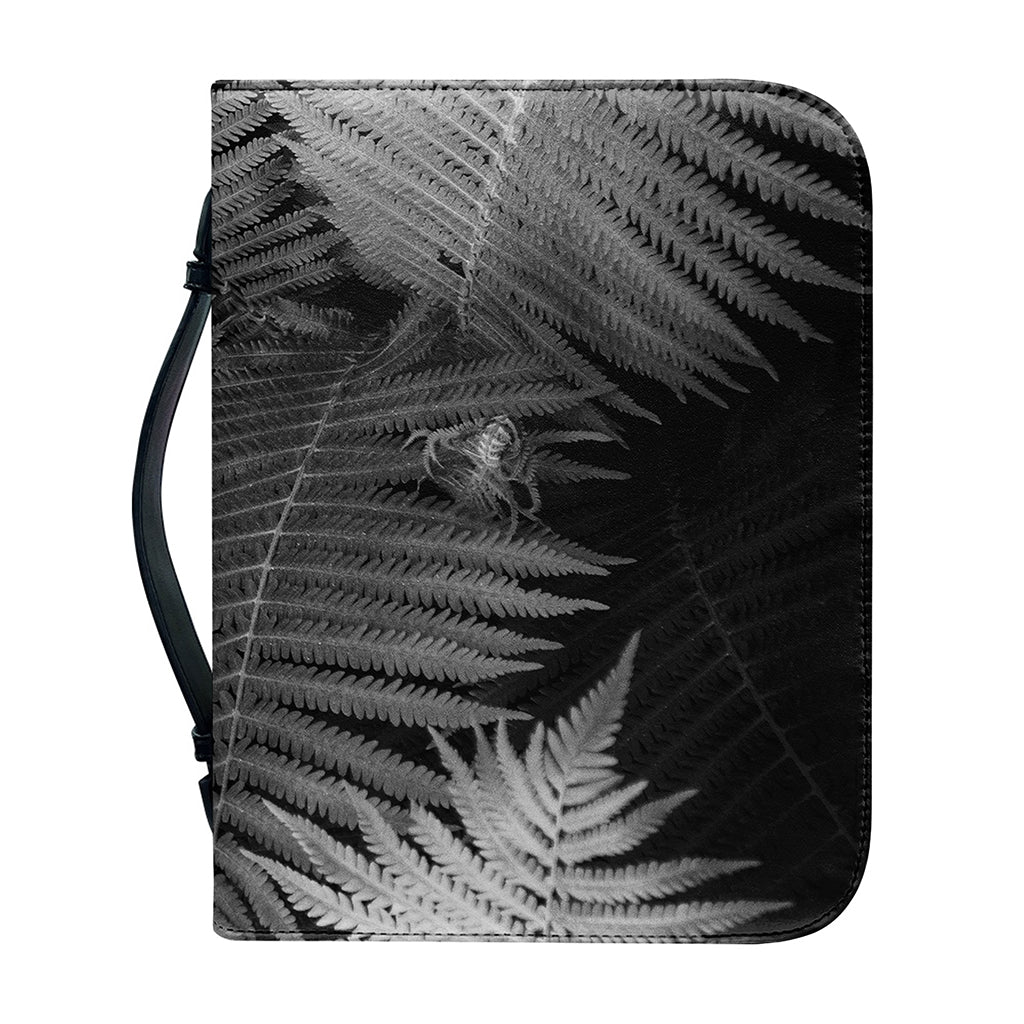 Black And White Fern Leaf Print Leather Bible Cover