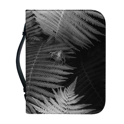 Black And White Fern Leaf Print Leather Bible Cover