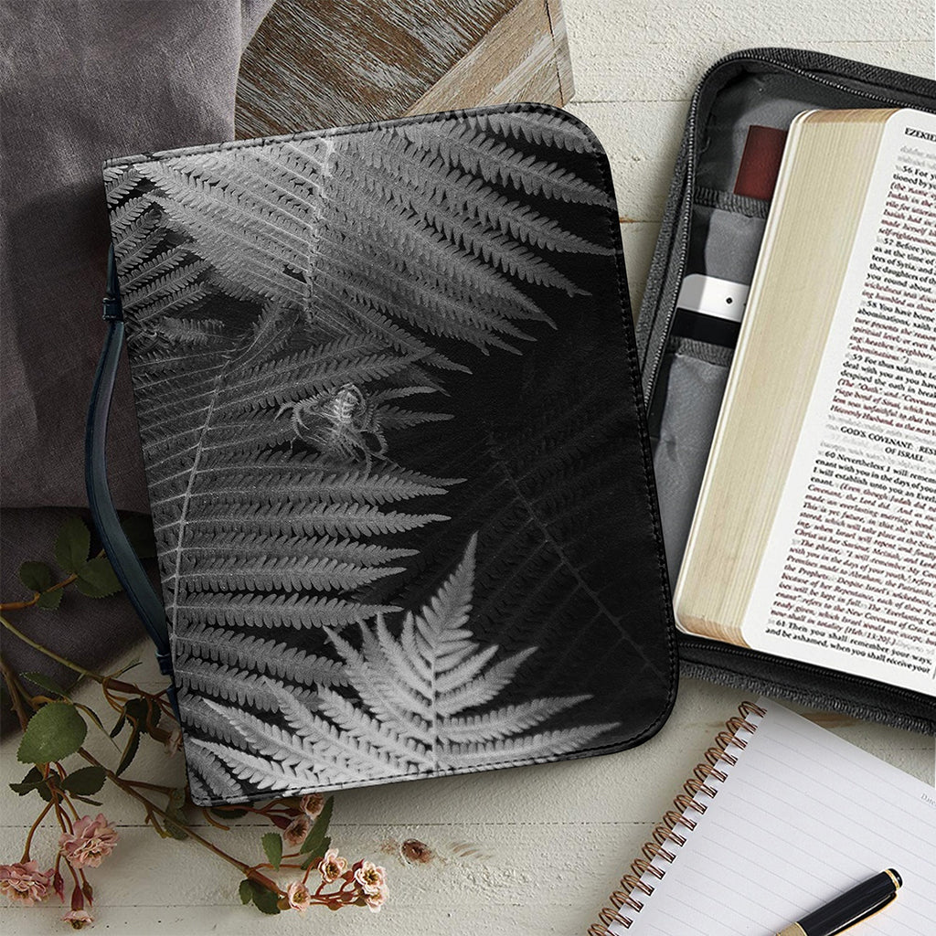Black And White Fern Leaf Print Leather Bible Cover