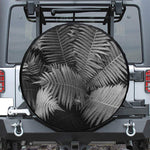 Black And White Fern Leaf Print Leather Spare Tire Cover