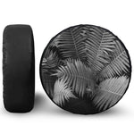 Black And White Fern Leaf Print Leather Spare Tire Cover