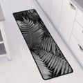 Black And White Fern Leaf Print Long Kitchen Mat
