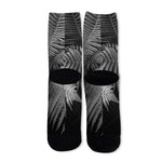 Black And White Fern Leaf Print Long Socks