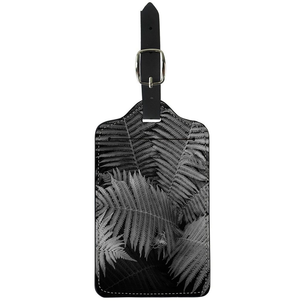 Black And White Fern Leaf Print Luggage Tag