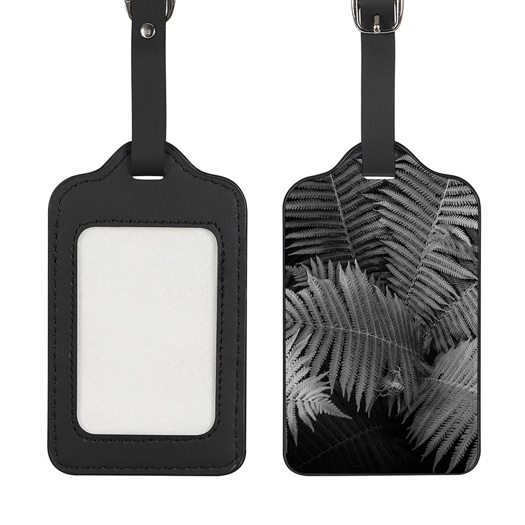 Black And White Fern Leaf Print Luggage Tag