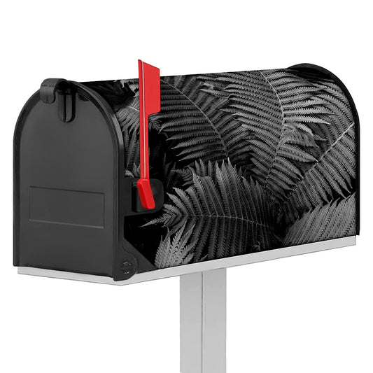 Black And White Fern Leaf Print Mailbox Cover