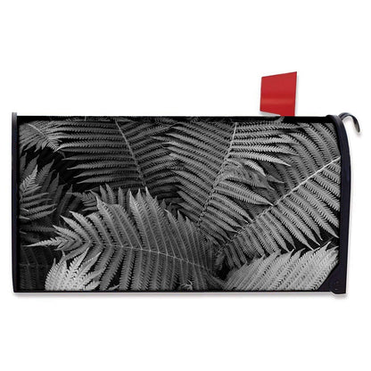 Black And White Fern Leaf Print Mailbox Cover