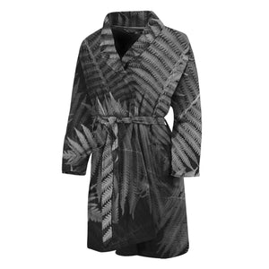 Black And White Fern Leaf Print Men's Bathrobe